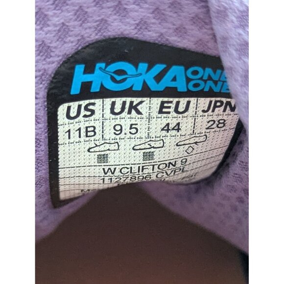 Hoka One One Clifton 9 Womens Running Shoes Size 11B Light Blue & Purple Mesh - Picture 6 of 6
